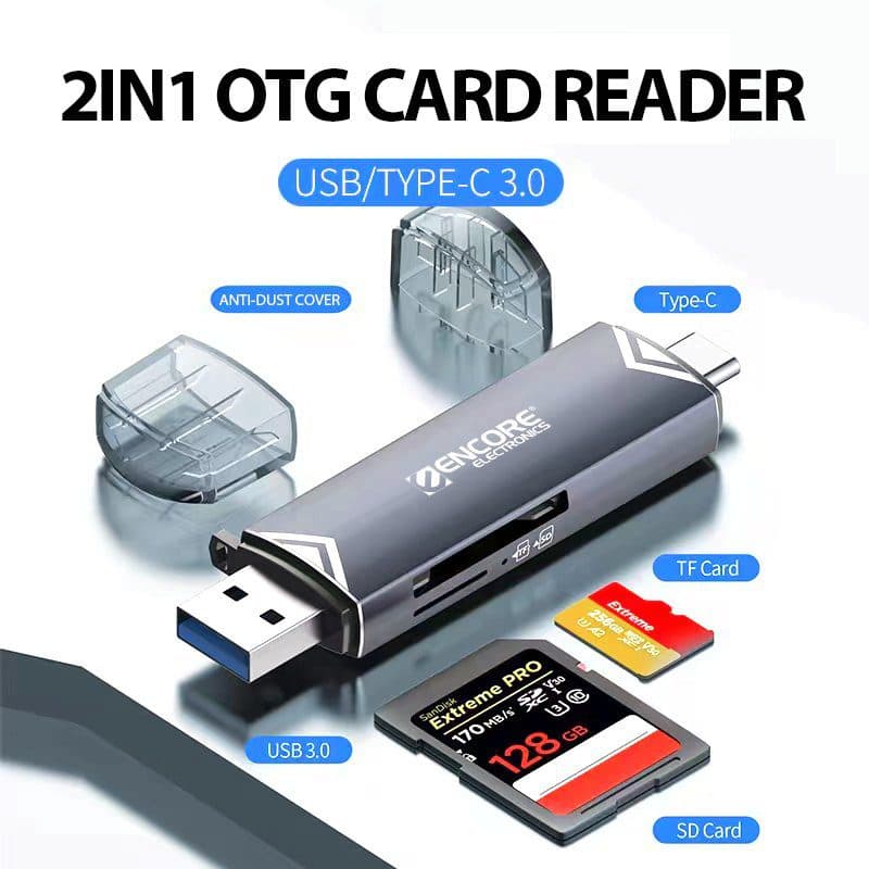 LECTORA DE MEMORIAS OTG USB-C USB-A CARD READER SD/SDHC soporta Smartphone, ENUCR-U3C21 marca Encore Electronics - Accesorios USB | HUB