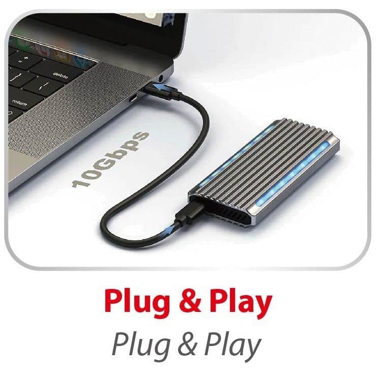 CARCASA ENCLOSURE CASE PARA SSD M.2 NVME GAMER 2TB USB-C USB-A ENCORE marca Encore Electronics - Accesorios USB | HUB