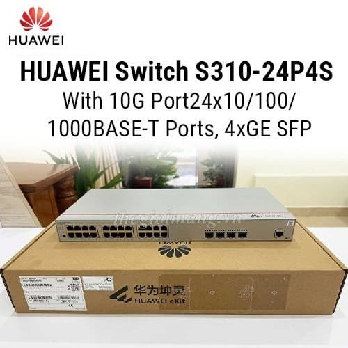 Switch Administrable Huawei S310-24P4S, 24 GbE, PoE, 4 SFP+, 400W, Capa 3 marca Huawei - Switch PoE Administrable L2 L3