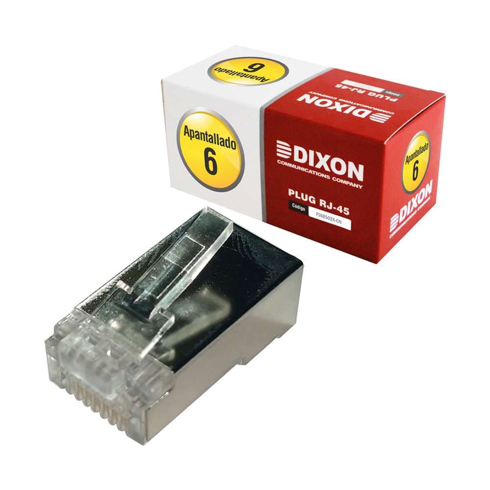 Conector Plug RJ45 Categoría 6 Apantallado (STP) marca Dixon - Redes y Conectividad