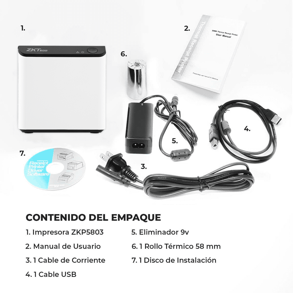 IMPRESORA TÉRMICA BLUETOOTH DE RECIBOS DE 58MM PARA TIENDAS, RESTAURANTES Y SISTEMAS POS marca ZKTECO - Impresoras Etiquetadoras