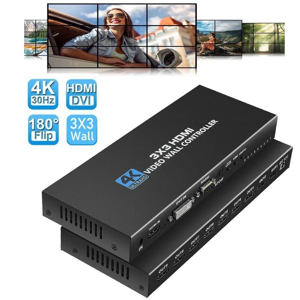 Controlador Video Wall 3x3 4k Hdmi hasta 9 Televisores - Extender HDMI Splitter