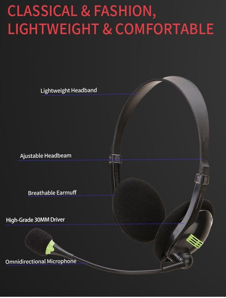 Audifonos Con Microfono Doble Jack 3.5mm para PC y Laptop Auricular vincha - Webcam Auriculares