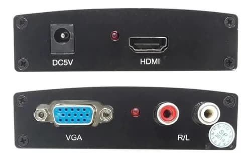 Convertidor de VGA a HDMI c/ Fuente de 5V - Webcam Auriculares