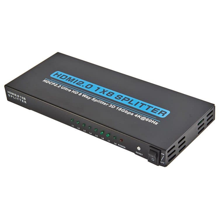 Splitter HDMI 2.0 1 x 8 ULTRA HD 4K 2K 3D HDR @60HZ 18Gbps Soporta HDCP 2.2 Case Metal ZENHON marca Zenhon - Extender HDMI Splitter