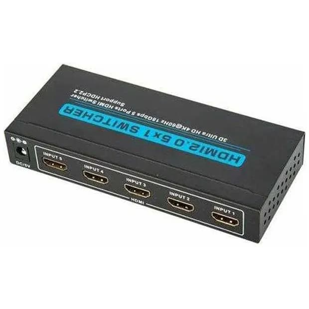 HDMI 2.0 SWITCH 5 en 1 de Salida 4K@60Hz c/Control Remoto marca Zenhon - Extender HDMI Splitter