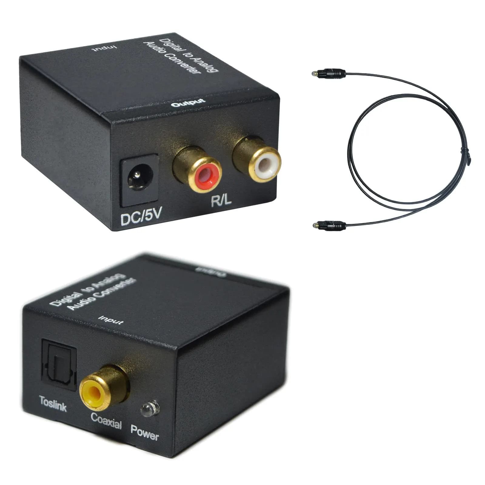 Convertidor Audio Digital a Analogo (Digital to Analog Audio Converter) + Cable Toslink - Webcam Auriculares