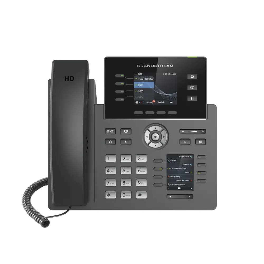 TELÉFONO IP GRANSTREAM GRP2614, 4 LÍNEAS SIP CON 4 CUENTAS, TFT COLOR 2.8", 2P RJ45 GIGABIT, BLUETOOTH, POE, IPV4/IPV6 marca GrandStream - GrandStream Telefonos y Centrales IP