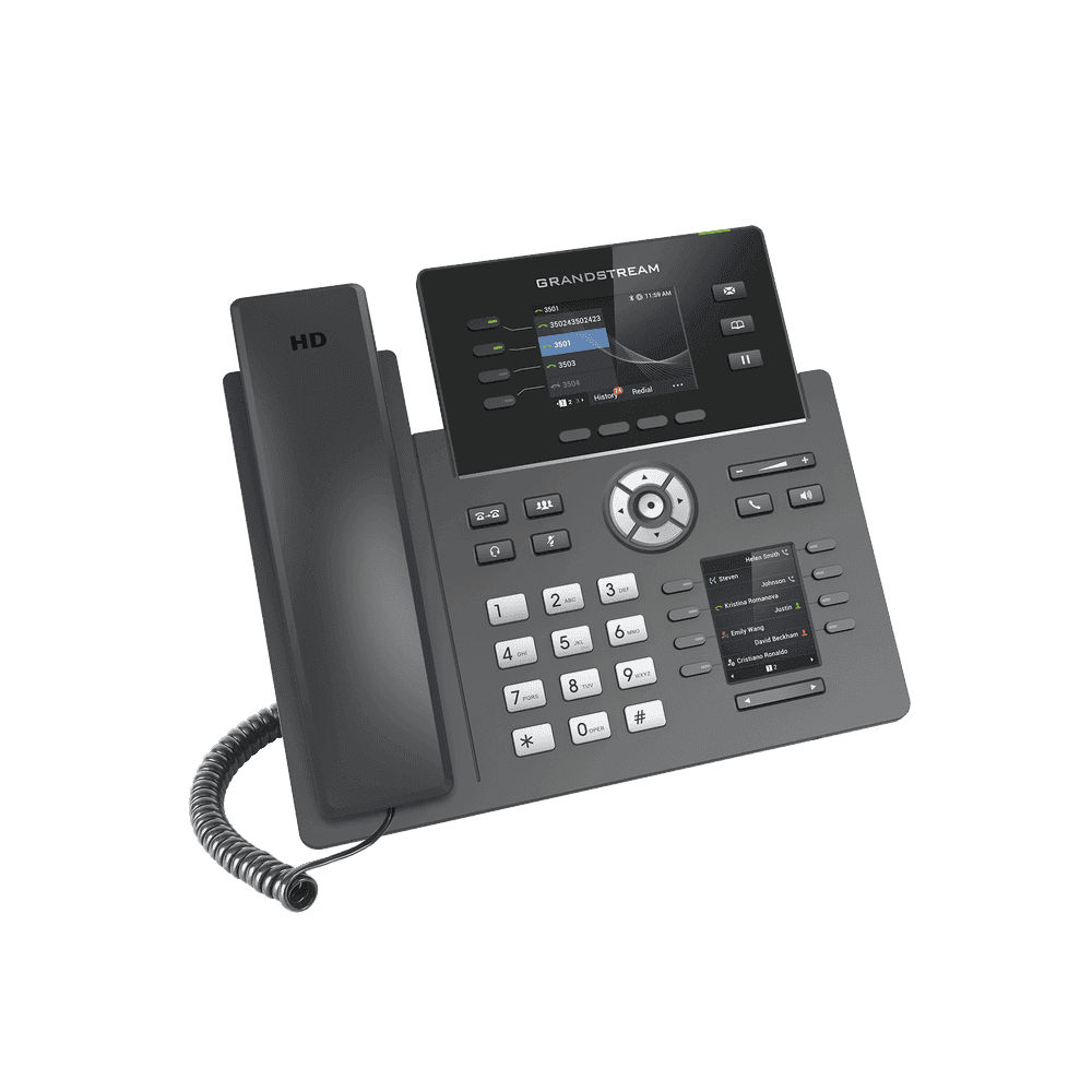 TELÉFONO IP GRANSTREAM GRP2614, 4 LÍNEAS SIP CON 4 CUENTAS, TFT COLOR 2.8", 2P RJ45 GIGABIT, BLUETOOTH, POE, IPV4/IPV6 marca GrandStream - GrandStream Telefonos y Centrales IP