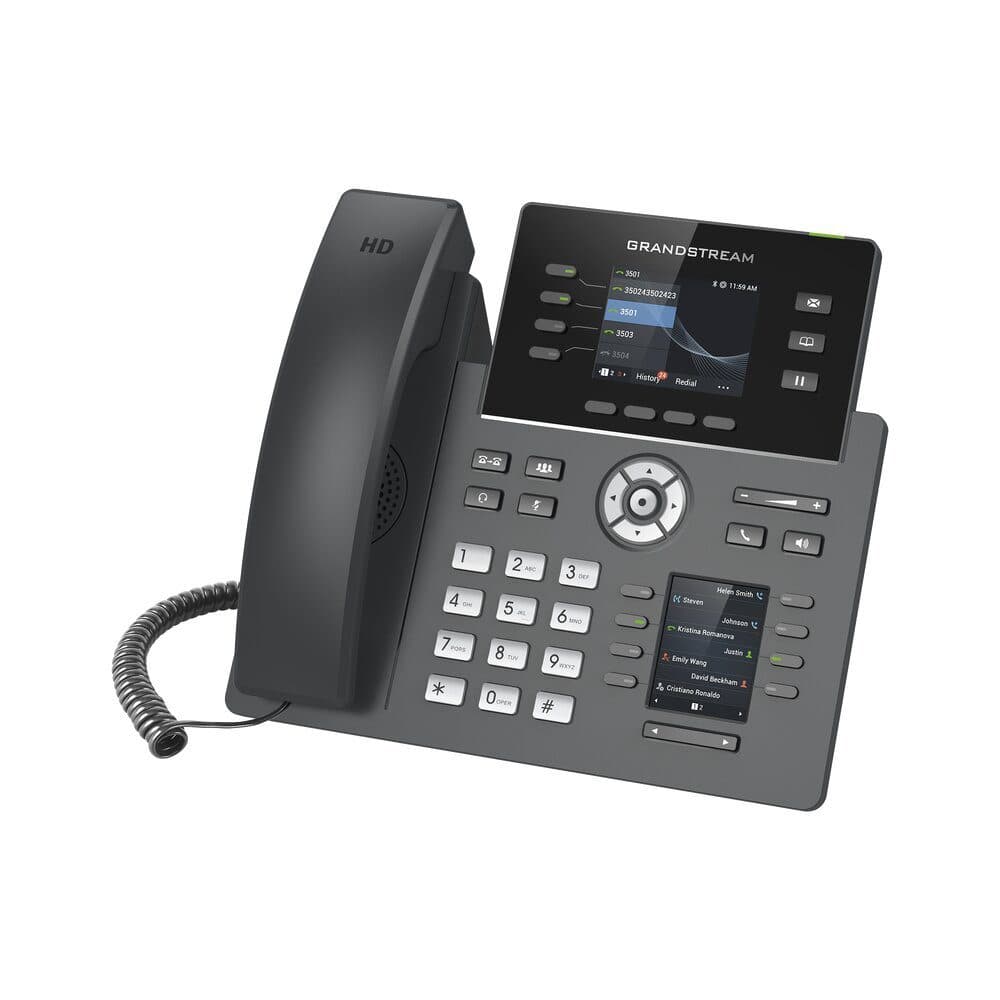 TELÉFONO IP GRANSTREAM GRP2614, 4 LÍNEAS SIP CON 4 CUENTAS, TFT COLOR 2.8", 2P RJ45 GIGABIT, BLUETOOTH, POE, IPV4/IPV6 marca GrandStream - GrandStream Telefonos y Centrales IP
