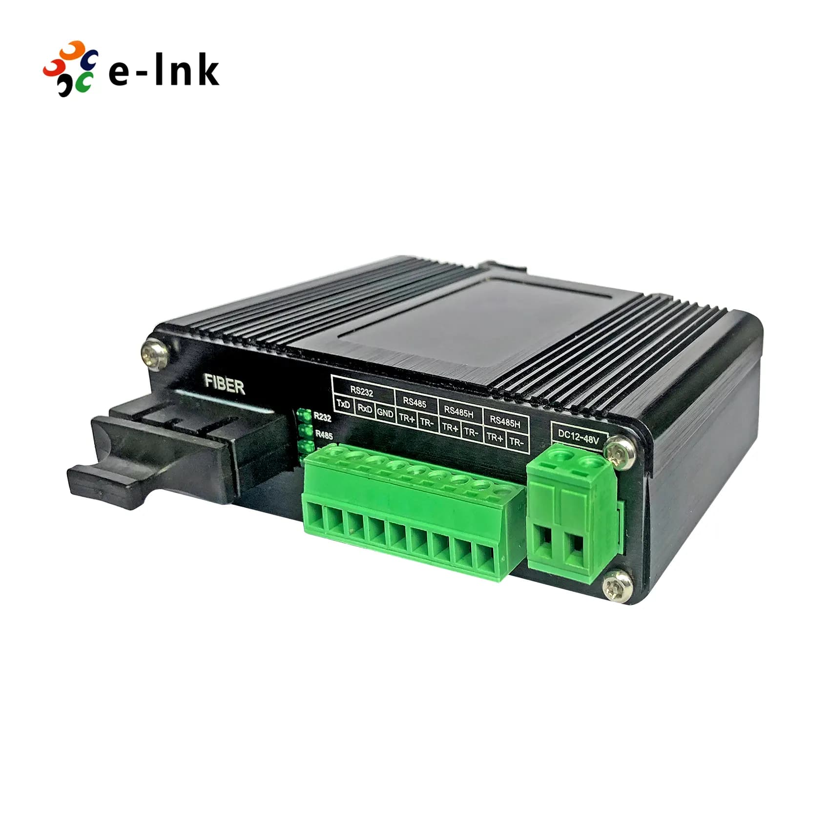 Media Converter Industrial 1Ch RS232/RS422/RS485 a Fibra duplex Monomodo SC, 40KM DIN-Rail marca E-Link - Conversores Media Converter