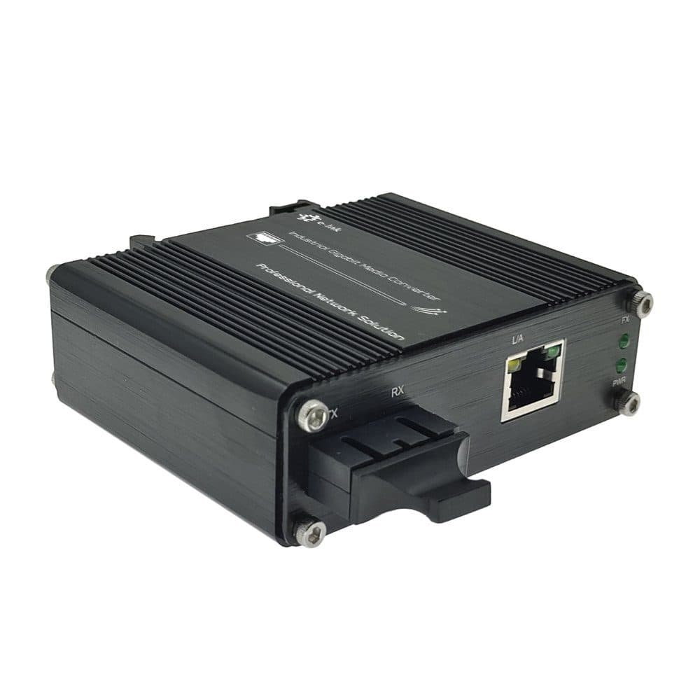 Media Converter Industrial RJ45 Ethernet Gigabit a Fibra monomodo Duplex SC, 1310nm, 20Km E-Link marca E-Link - Conversores Media Converter