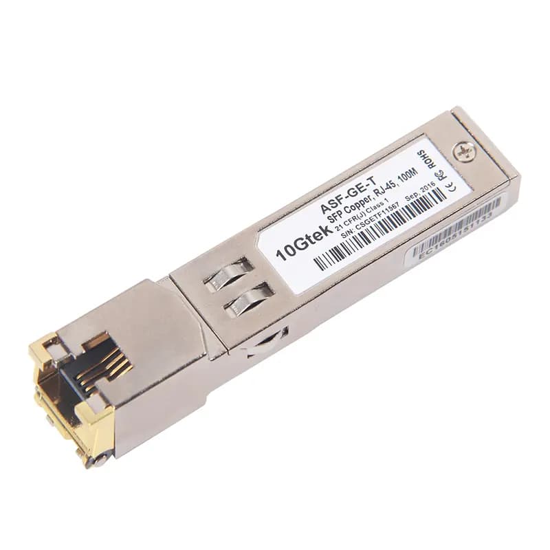 Transceiver SFP 1.25Gb/s Gigabit Ethernet 1000Base-T RJ-45 CAT5/6 Cobre - 100 Metros. marca 10Gtek - Transceiver Transceptores 