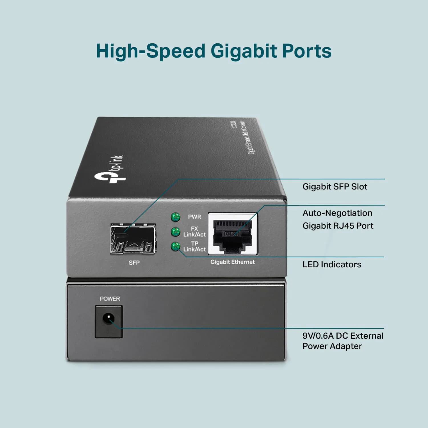 Modulo Media Converter 01 puerto SFP y 01 Puerto RJ45 Gigabit Ethernet MC220L -TP-LINK marca TP-Link - Conversores Media Converter