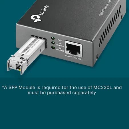 Modulo Media Converter 01 puerto SFP y 01 Puerto RJ45 Gigabit Ethernet MC220L -TP-LINK marca TP-Link - Conversores Media Converter