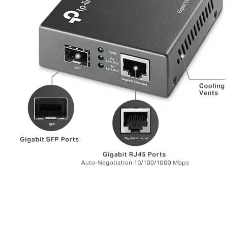 Modulo Media Converter 01 puerto SFP y 01 Puerto RJ45 Gigabit Ethernet MC220L -TP-LINK marca TP-Link - Conversores Media Converter