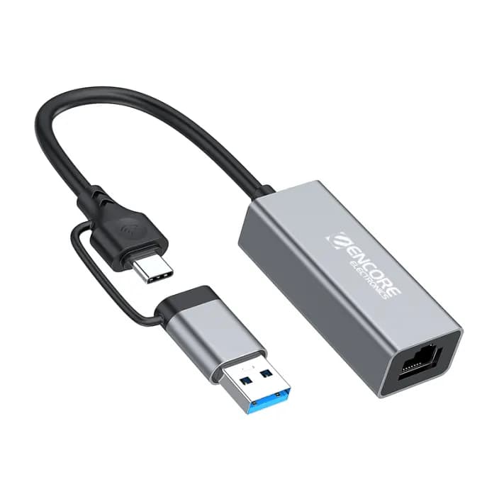 Adaptador USB-A USB-C a RJ45 Ethernet Gigabit - Encore marca Encore Electronics - Adaptadores de Red