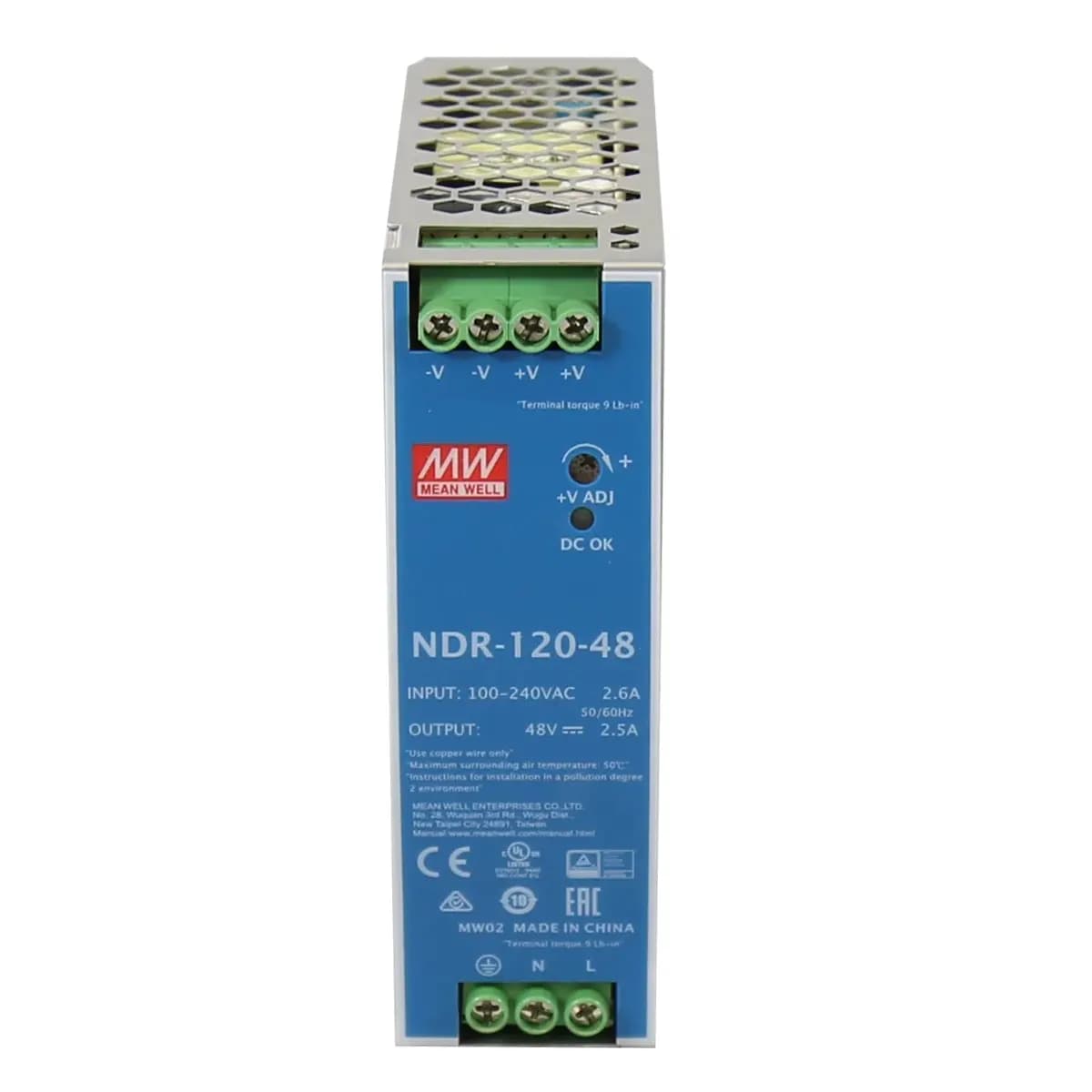 Fuente industrial DIN RAIL 48V 120W 2.5AMP - NDR-120-48 MEAN WELL marca Mean Well - Switch Industrial DIN-Rail