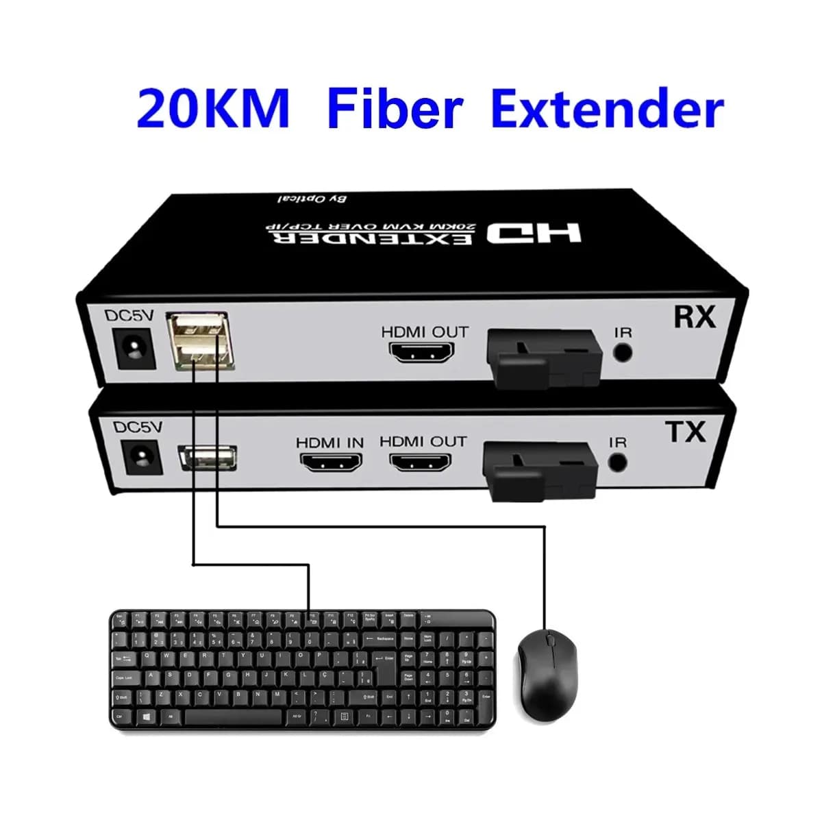 KVM Extender de HDMI y USB para teclado y mouse FO monomodo SC -20Km Transmisor/Receptor - Extender HDMI Splitter