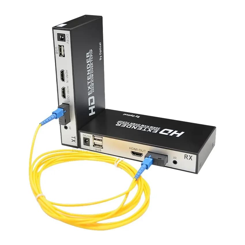 KVM Extender de HDMI y USB para teclado y mouse FO monomodo SC -20Km Transmisor/Receptor - Extender HDMI Splitter