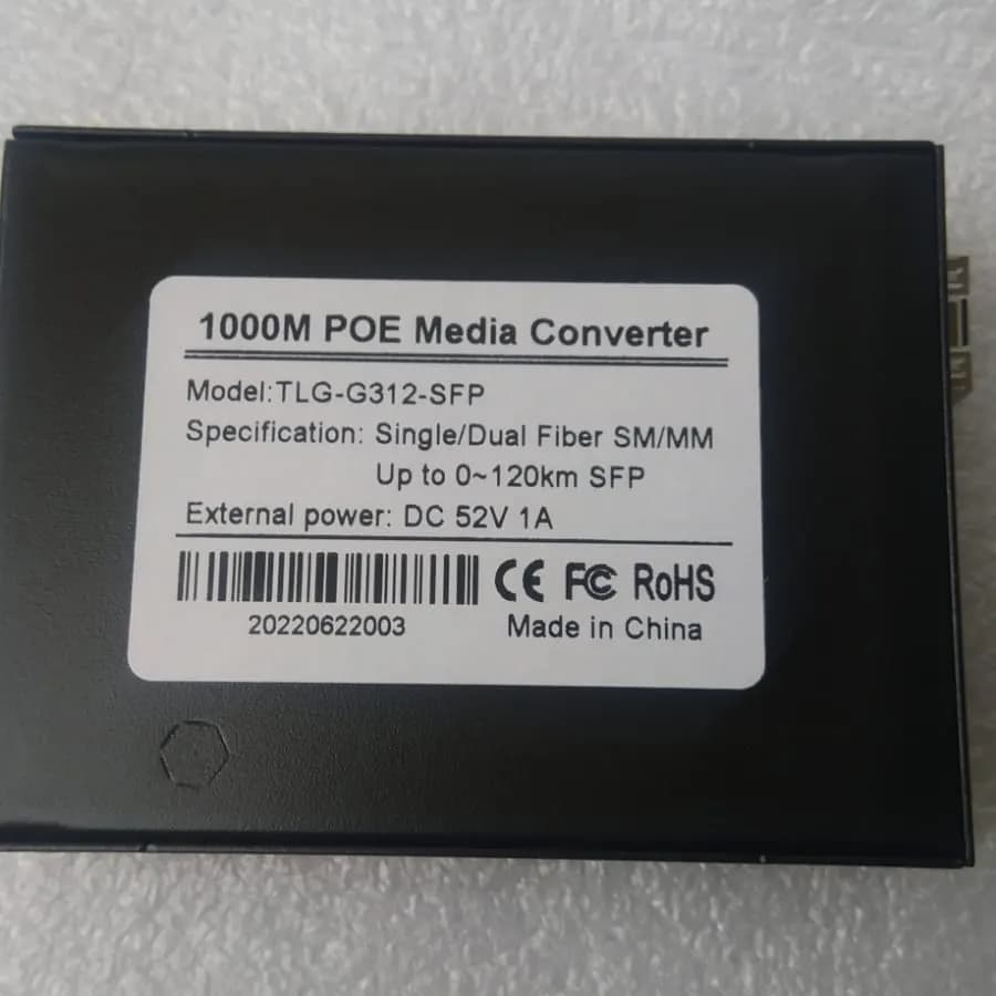 Media Converter (Gigabit & PoE) 1 puerto de Fibra SFP y 2 port RJ45 Ethernet Gigabit PoE + Transceiver  1GB SM 20Km - Conversores Media Converter