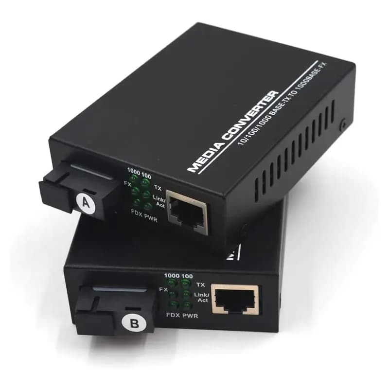 MEDIA CONVERTER GIGABIT BIDIRECCIONAL  01 FIBRA  MONOMODO CONECTOR SC - 20KM KIT A/B - MCKITAB/GIGA - Conversores Media Converter