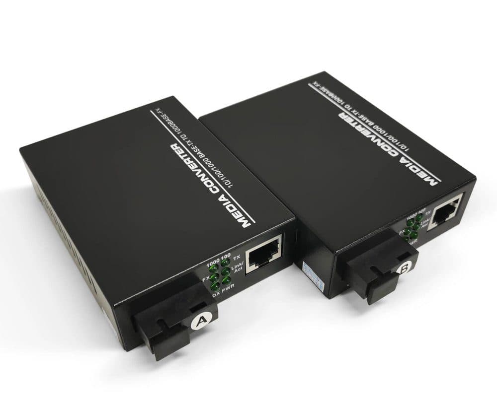 MEDIA CONVERTER GIGABIT BIDIRECCIONAL  01 FIBRA  MONOMODO CONECTOR SC - 20KM KIT A/B - MCKITAB/GIGA - Conversores Media Converter
