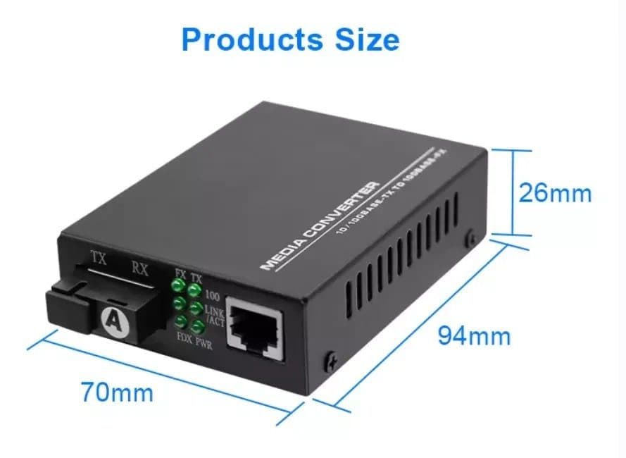MEDIA CONVERTER GIGABIT BIDIRECCIONAL  01 FIBRA  MONOMODO CONECTOR SC - 20KM KIT A/B - MCKITAB/GIGA - Conversores Media Converter