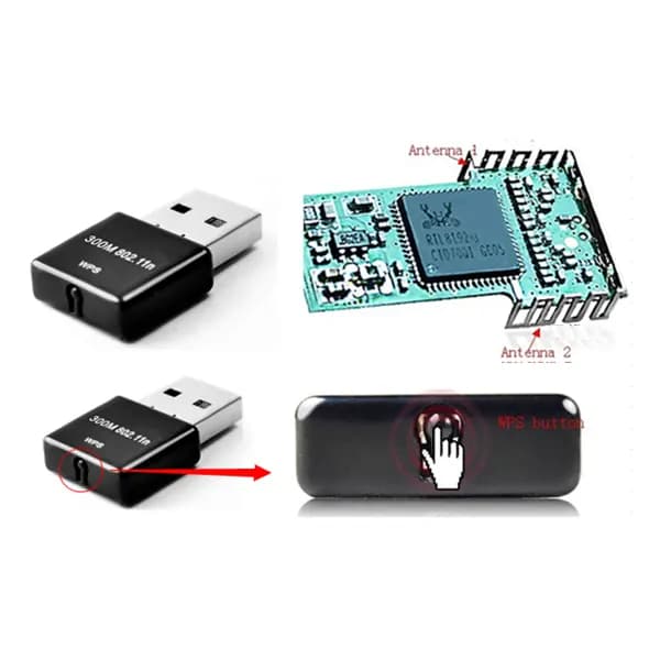 Adaptador USB Inalambrico 300Mbps Nano WiFi 802.11b/g/n - Adaptadores de Red