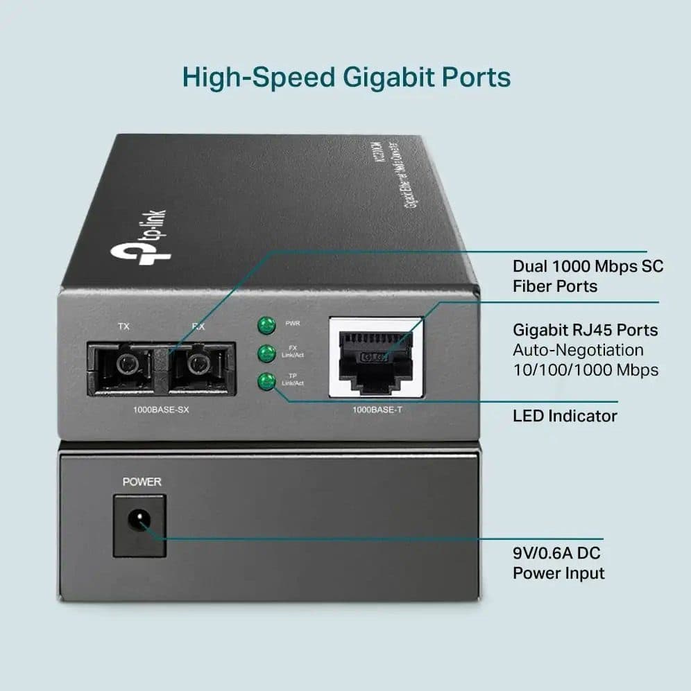 Media Converter MC200CM Gigabit 1000Mbps  Multimodo /550mt / SC marca TP-Link - Conversores Media Converter