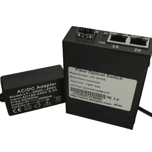 Media Converter 1 SFP a 2 Port RJ45 Ethernet Gigabit - Negro JYD-1SFP2E - Conversores Media Converter