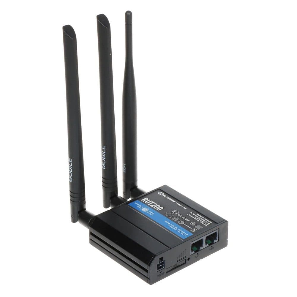 Enrutador IoT inalámbrico Teltonika RUT200 Industrial IP30 LTE Wifi 4G - Negro marca Teltonika - Switch Industrial DIN-Rail