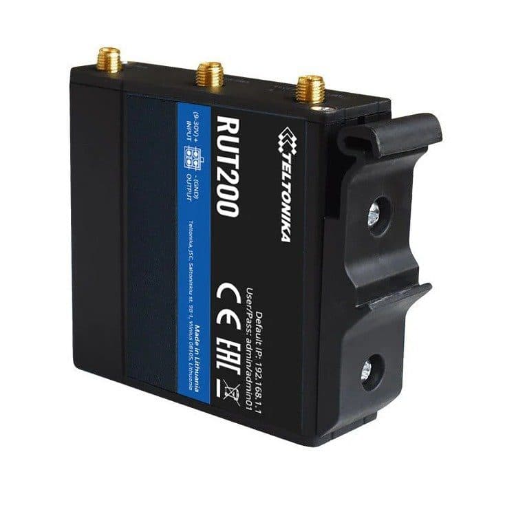 Enrutador IoT inalámbrico Teltonika RUT200 Industrial IP30 LTE Wifi 4G - Negro marca Teltonika - Switch Industrial DIN-Rail