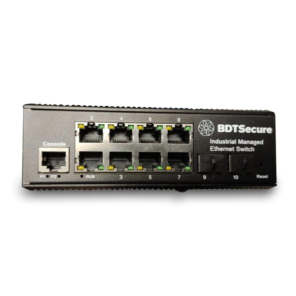 Switch Industrial administrable 8P RJ45 Gigabit 802.3at PoE + 2P SFP 1Gb- DIN-Rail marca BDTSecure - Switch Industrial DIN-Rail