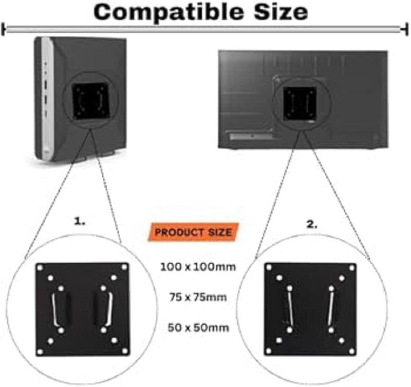 Soporte Rack Universal VESA para Mini PC, Monitor LCD/LED, AIO, TV - Bracket - Mini PC Industrial | NUC | OPS