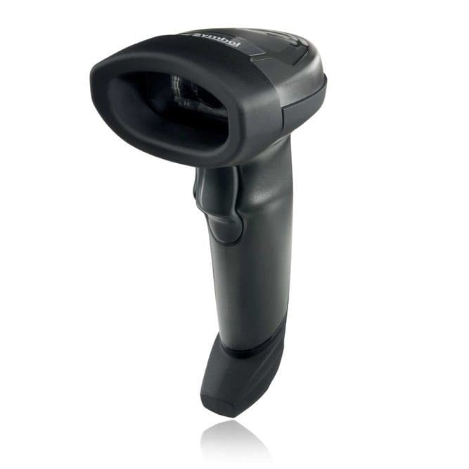 Zebra LI2208 - Lector de códigos de barra 1D (códigos lineales), rango estándar. Incluye cable USB y soporte (copia) marca Zebra - Lector de Código de barras
