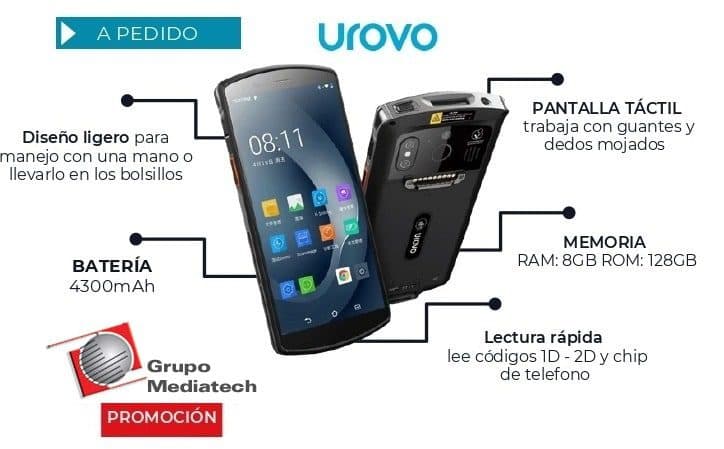 Escáner de código de barras PDA Ram 8Gb, Rom128Gb Android 13 2D,QR Camara 13MP Urovo DT50S marca UROVO - Lector de Código de barras