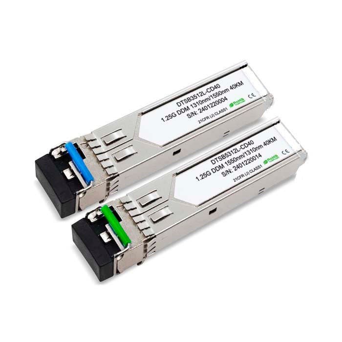 Transceiver SFP 1.25G BIDI Single Fiber 1310/1550nm LC 40KM DDM 1 par - Transceiver Transceptores 