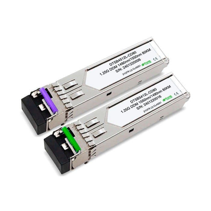 Transceiver SFP 1.25G BIDI Single Fiber 1490/1550nm LC 80KM C/ DDM 1 par - Transceiver Transceptores 