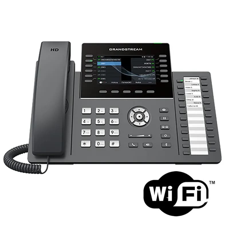Teléfono IP Grandstream GRP2636  de 12 líneas y módulo de extensión de 24 teclas, 6 cuentas SIP, Pantalla LCD de color TFT marca GrandStream - GrandStream Telefonos y Centrales IP