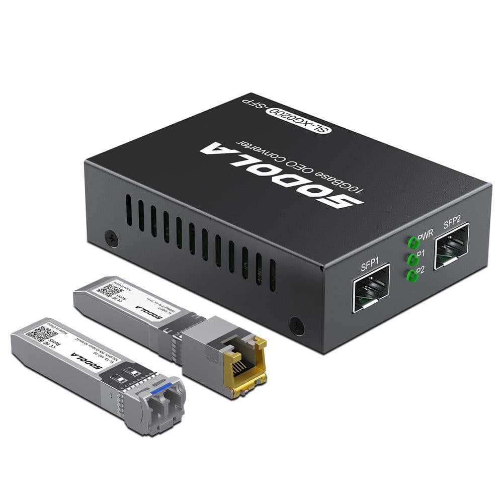 Media Converter con Transceiver RJ45 10Gb 30mt y Modulo 10GBase-LR Fibra monomodo duplex LC 1310nm 10km (Kit-33) SODOLA - Conversores Media Converter