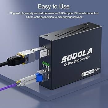 Media Converter con Transceiver RJ45 10Gb 30mt y Modulo 10GBase-LR Fibra monomodo duplex LC 1310nm 10km (Kit-33) SODOLA - Conversores Media Converter