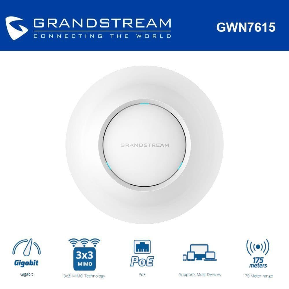 Punto de Acceso Indoor Grandstream GWN7615 Wi-Fi 802.11ac Wave-2 3×3:3 para Empresas marca GrandStream - Comunicaciones TI Telecom