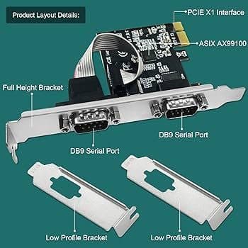 Tarjeta PCI-Express con 2 Puertos Serial RS-232 Alto y Bajo Perfil marca Encore Electronics - Convertidores RS485|RS232 |RS422 con Modbus RTU