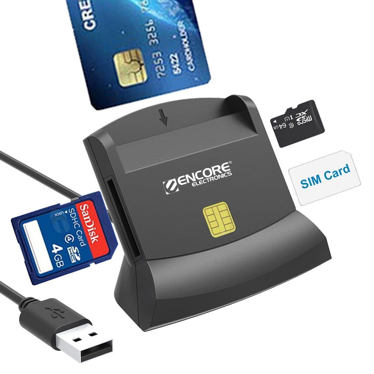 Lector para DNI Electronico USB, para Firma digital, Multifuncional SD/SDHC, SIM  ENCORE marca Encore Electronics - Lectores Biometricos Huelleros
