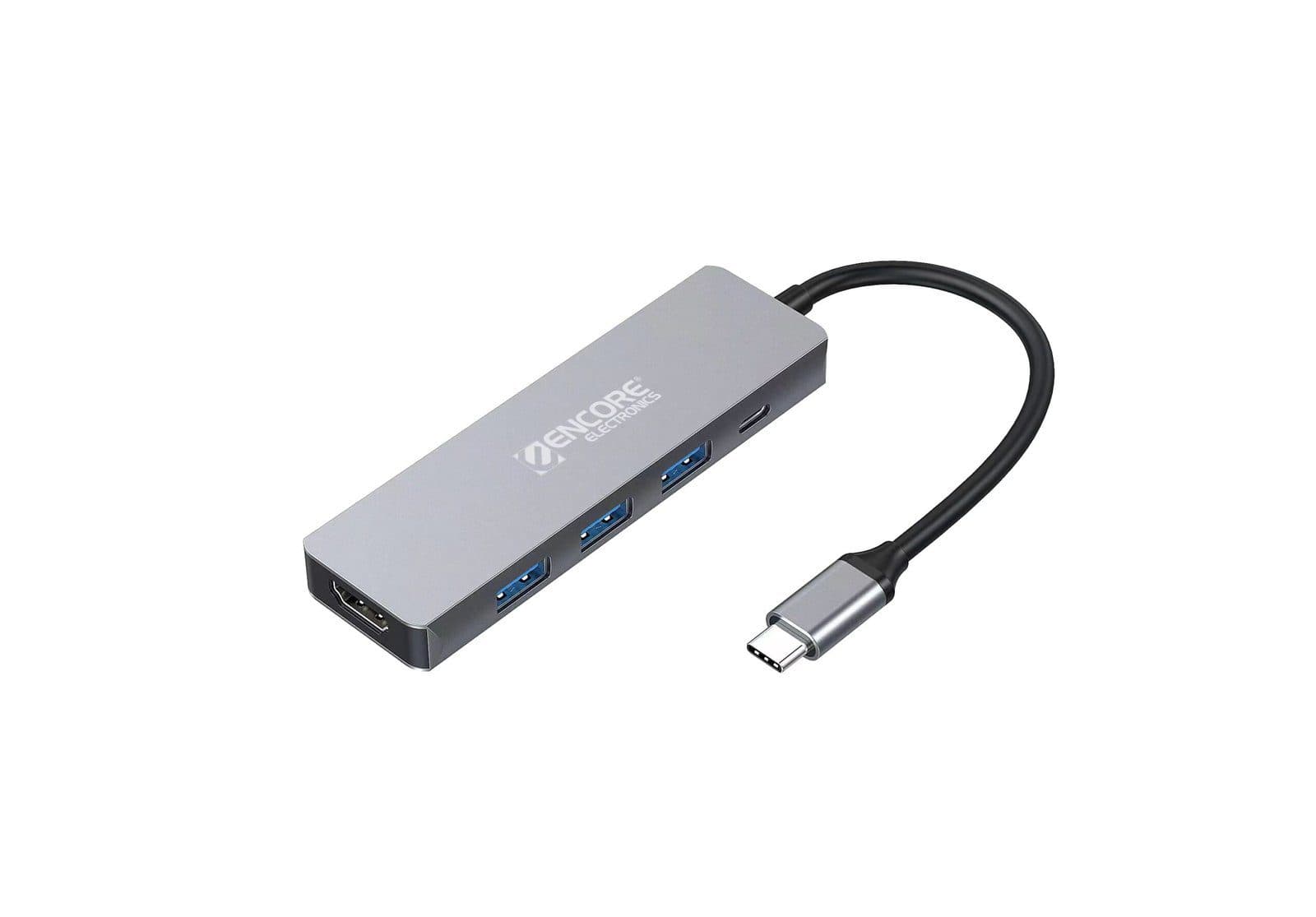 HUB Multipuerto Adaptador 5 en 1 Tipo C a HDMI+ 3 -USB3.0 + PD Aluminio - Encore marca Encore Electronics - Docking HUB Multipuerto USB | Tipo C 