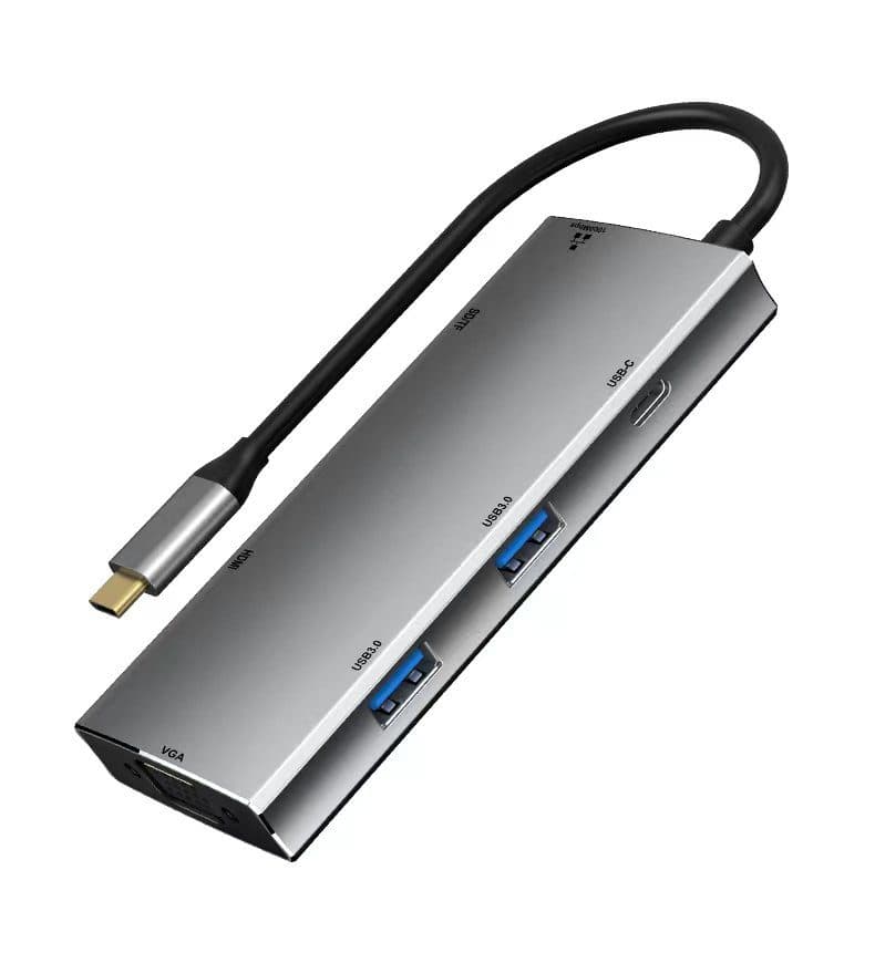 HUB Multipuerto Adaptador 8 en 1 Tipo C Estacion de acoplamiento Docking para 8 dispositivos marca Zenhon - Docking HUB Multipuerto USB | Tipo C 