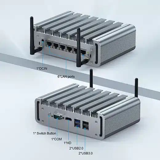Mini PC industrial Firewall 6 LAN 8GB DDR5, 512 SSD, HYSTOU P09B-6L marca Hystou - Mini PC Industrial | NUC | OPS