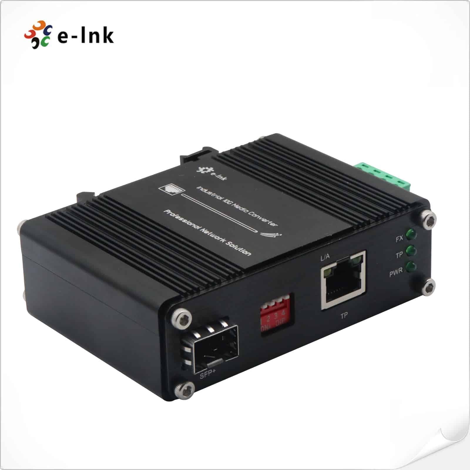 Media converter Industrial 10GB RJ45 a Fibra 10GBASE-X SFP+ DIN-Rail E-Link marca E-Link - Conversores Media Converter
