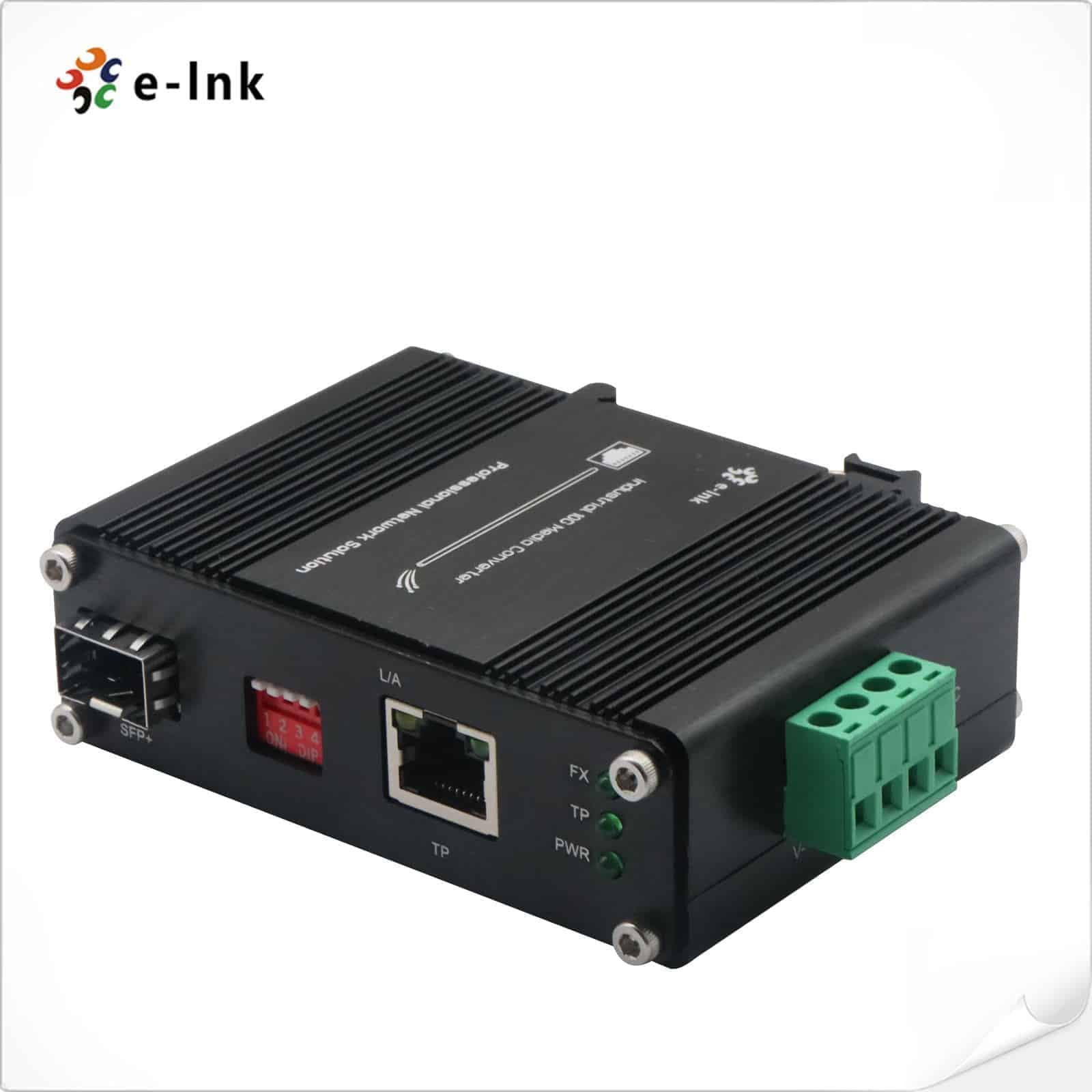 Media converter Industrial 10GB RJ45 a Fibra 10GBASE-X SFP+ DIN-Rail E-Link marca E-Link - Conversores Media Converter